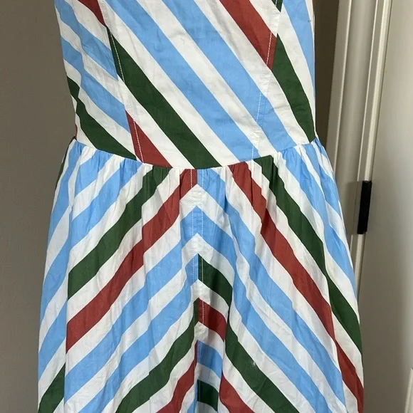 Anthropologie Maeve Halter Midi Sundress Blue White Red Green Sz M NEW - Picture 6 of 16